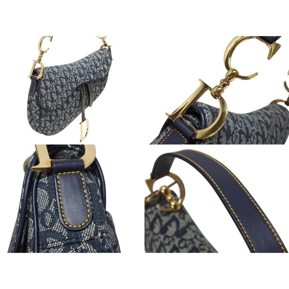 Dior Blue Trotter Bag Shoulder Galliano Navy Hobo Saddle One Christian - Picture 4 of 9